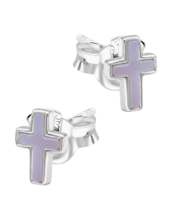Cross Shaped Silver Stud Earring STS-7067